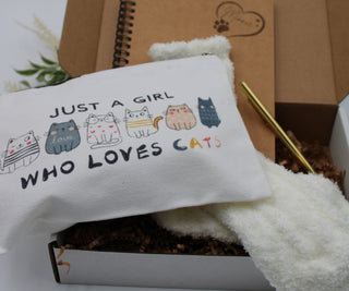 Cat Mom Lover Gift Box Zippered Bag Personalized Journal Pen Comfy Socks