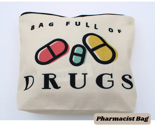 Pharmacist Gift Bag Pill Bag Make-up Holder Full Bag Fun Full Warp Printed Bag Theme Supply Canvas Bag Fill Zip Pharmacist Appreciation Gift