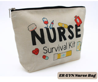 ER GYN Nurse Gift Bag Nurse Make-up Holder Nurse Fun Full Warp Print Bag Funny Nurse Theme Supply Bag Fill Zip ER Nurse Appreciation Gift