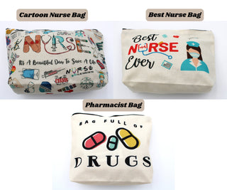 ER GYN Nurse Gift Bag Nurse Make-up Holder Nurse Fun Full Warp Print Bag Funny Nurse Theme Supply Bag Fill Zip ER Nurse Appreciation Gift