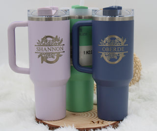 Monogram Name Engraved H2.0 FLOWSTATE Tumbler Personalized Gift For Her Lavendar Custom Engraved Tumbler With Handle 40 Oz Mothers Day Gift