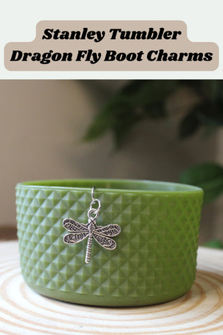 Dragon Fly Charm Silicone Boot Charm Tumbler Accessory Yeti Water Bottle Boot Nature Inspired Antique Silver Charm Simple Modern