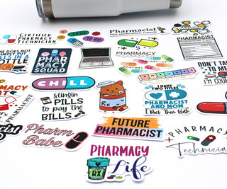 Pharmacist Sticker Pack Hydro Flask Sticker Medicine and Science Sticker Funny Sticker Pharmacy Technician Gift Prescription Bottle Decals