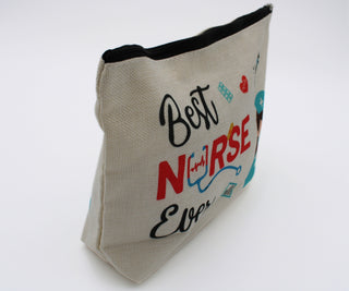 Best Nurse Ever Gift Bag Nurse Make-up Holder Nurse Fun Full Warp Print Bag Funny Nurse Theme Supply Bag Fill Zip ER Nurse Appreciation Gift