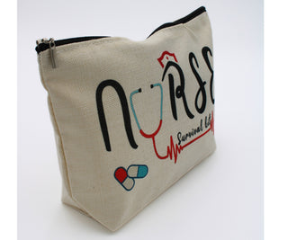 Cardio Nurse Gift Bag Nurse Make-up Holder Nurse Fun Full Warp Print Bag Funny Nurse Theme Supply Bag FullZip Cardio Nurse Appreciation Gift