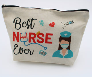 Best Nurse Ever Gift Bag Nurse Make-up Holder Nurse Fun Full Warp Print Bag Funny Nurse Theme Supply Bag Fill Zip ER Nurse Appreciation Gift